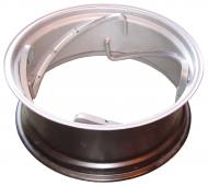 11 X 28 REAR RIM (SPINOUT) --- 4 RAILS --- HOLES FOR STOP ADJUSTMENT ARE DRILLED 90 DEGREE PERPENDICULAR TO SIDE OF RIM NOT 90 DEGREES TO RAIL --- USA MADE --- STOP HOLES ARE ANGLED --- International Applications: IH MODELS 300 & UP