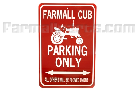 Farmall Cub Tractor Parking Only Sign White/Red