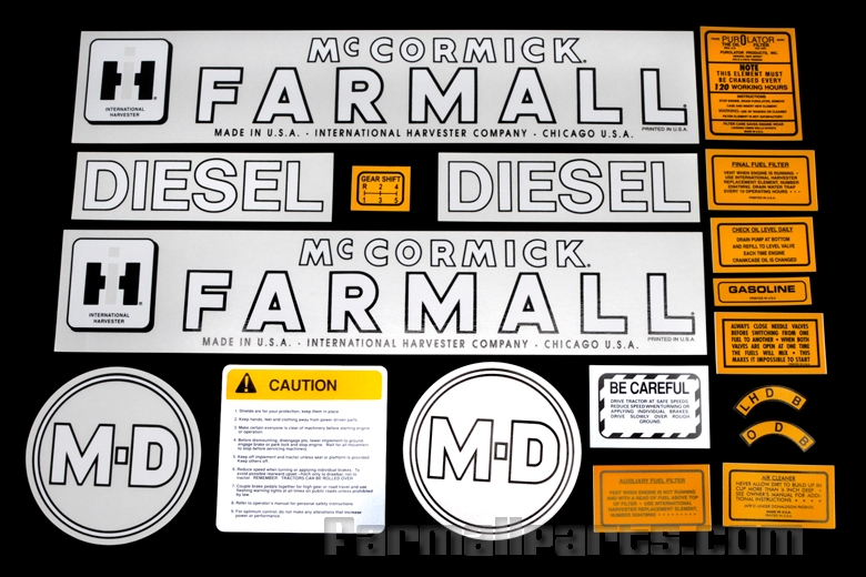 Decal set - Farmall Model MD. Contains 18 pieces.