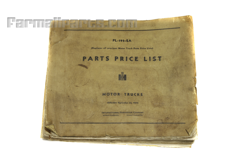 Parts price list - Original dealer book. Not a reproduction.