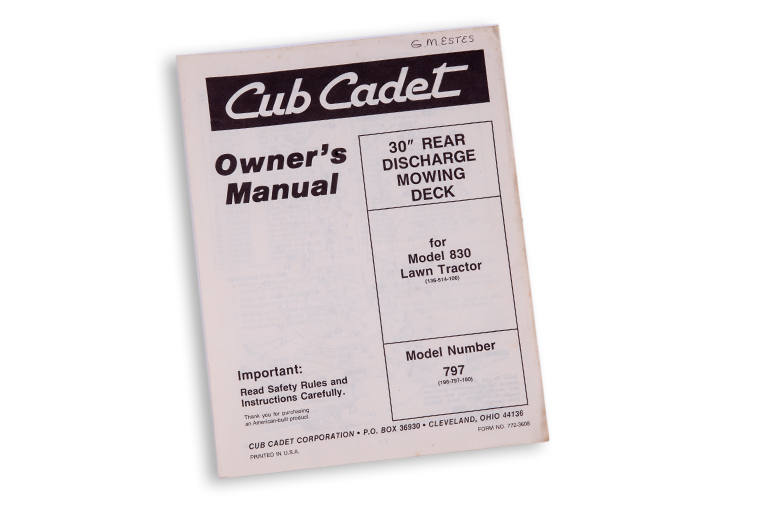 Owners manual Cub Cadet 30