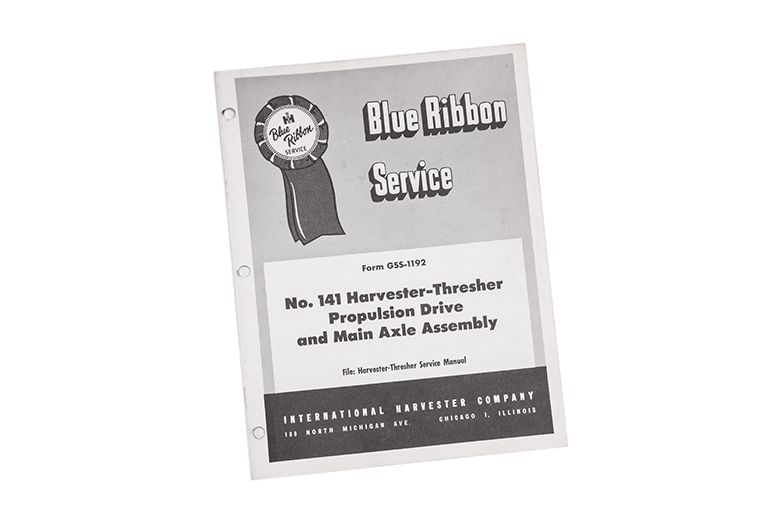 Blue Ribbon Service manual for No. 141 Harvester-Thresher Propulsion Drive and Main Axle Assembly