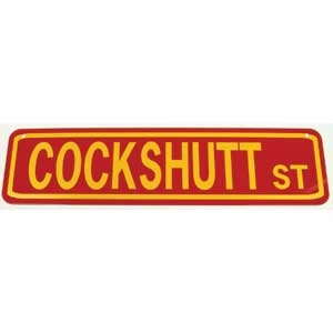 Cockshutt St Sign Yellow On Red