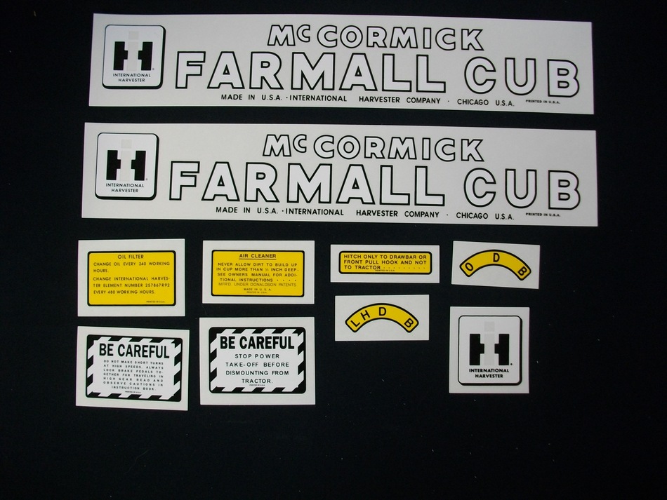 International Harvester Decal Set Farmall Cub Complete Decal Kit
