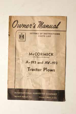 McCormick A-193 And AV-193 Tractor Plows