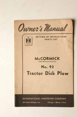 McCormick No. 93 Tractor Disk Plow