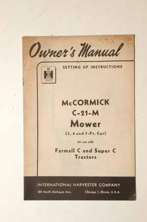 International McCormick C-21-M Mower Owner's Manual