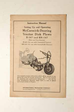 Owner's Manual McCormick- Deering Tractor Disk Plows B-147 And BN-147