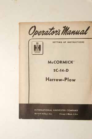 Owner's Manual McCormick 2C-14-D Harrow-Plow