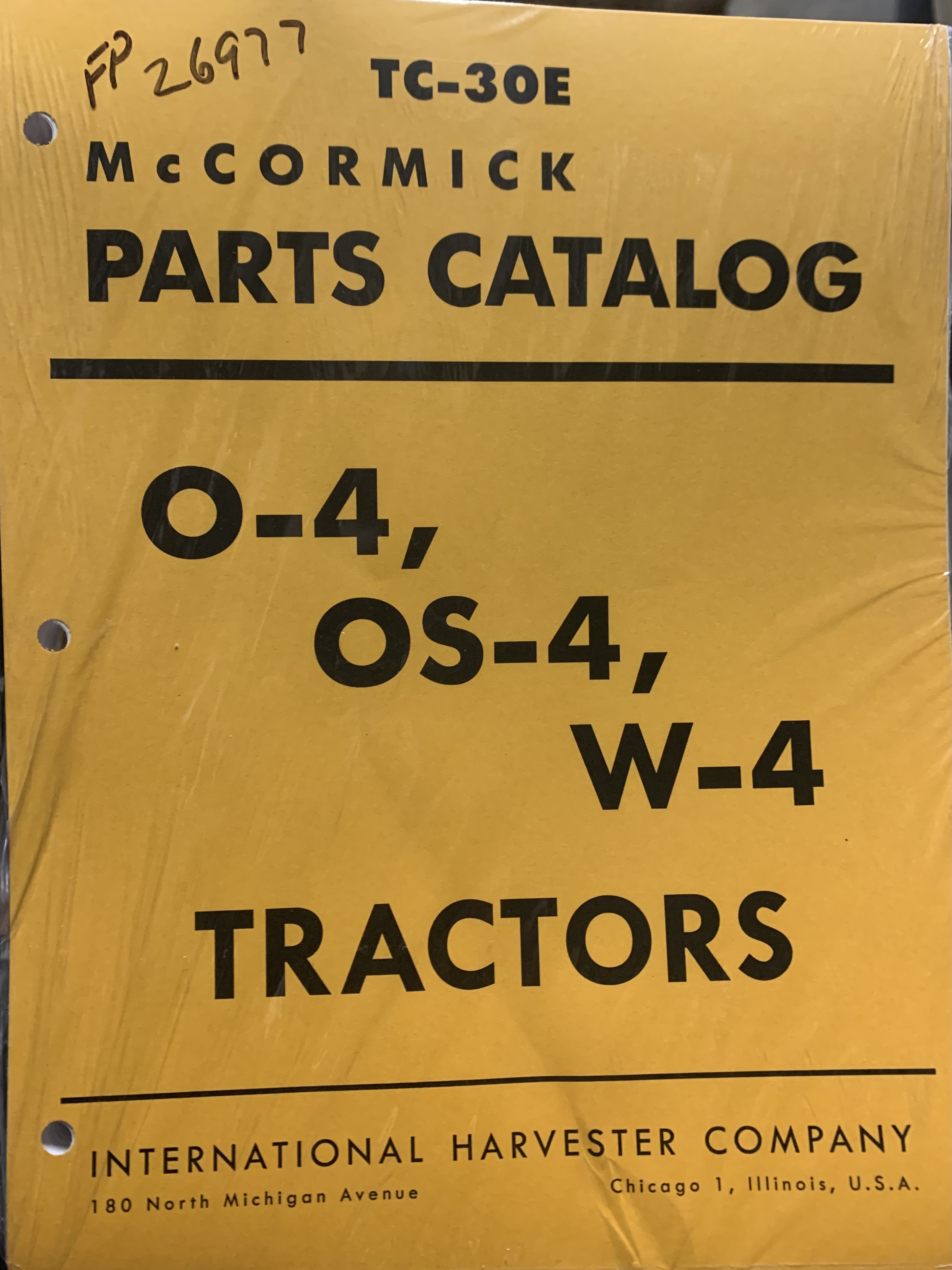 McCormick Parts Catalog Manual - Tractors W-4, O-4, OS-4