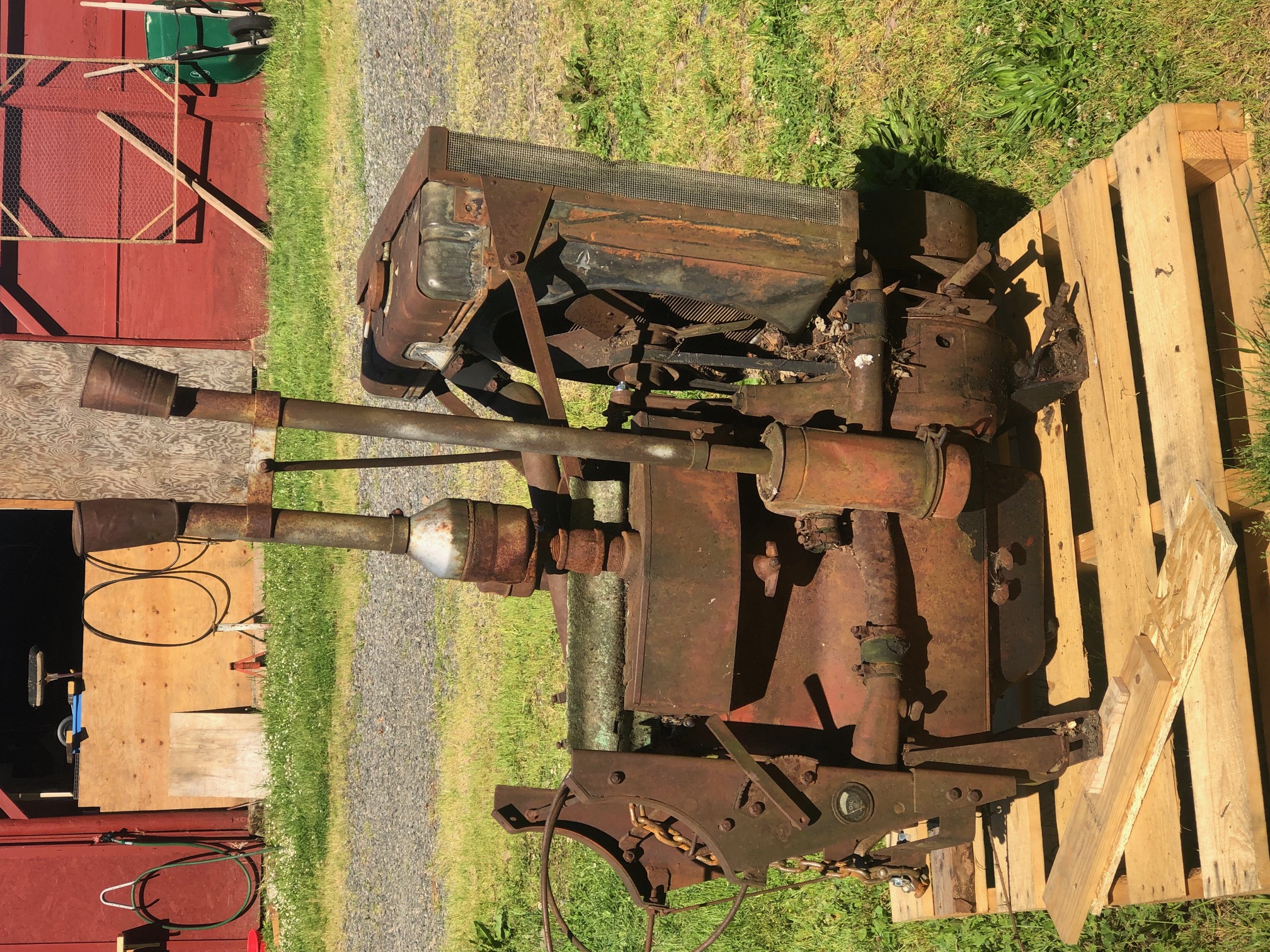 Engine Farmall A, C113 stationary belt drive engine. Radiator - guard