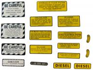 MYLAR MISC DECAL SET -- 17 PIECES --- SPECIAL ORDER ONLY. ALLOW ONE ADDITIONAL WEEK FOR DELIVERY
CAUTION: INSPECT ALL DECAL PIECES BEFORE APPLYING TO TRACTOR. NO REFUNDS ON MYLAR DECALS IF APPLIED TO SURFACE AND / OR IF DAMAGED. NO REFUNDS ON VINYL CUT DECALS. STORE IN A COOL, DRY PLACE. D --- International Applications: IH/FARMALL 460 DSL