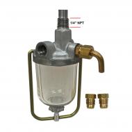 Specifications
1/4 NPT Fuel Inlet
All Fuel tractors will have (2) - 5/16 compression outlets, where gas only tractors will have only (1) outlet.
Includes (2) fuel line fittings: 5/16 Compression Fittings.
Fuel lines thread directly into the sediment bowl housing.
This sediment bowl is designed for tractors with 2 fuel tanks.


Model	Note	Equipment Information
H	up to SN: 50865	
HV	up to SN: 50865	
M	up to SN: 24214	
MV	up to SN: 24214	
O4	up to SN: 1129	McCormick Deering
O6	up to SN: 1316	McCormick Deering
W30	Fits if you change the fuel line fittings, up to SN: 28534	McCormick Deering
W4	up to SN: 1129	McCormick Deering
W40	Fits if you change the fuel line fittings, all gas	McCormick Deering
W6	up to SN: 1316	McCormick Deering
10-20	Fits if you change the fuel line fittings, SN: KC172094 and up	McCormick Deering
15-30	Fits if you change the fuel line fittings, SN: 45513 to 142419	McCormick Deering
22-36	Fits if you change the fuel line fittings	McCormick Deering
F12	Fits if you change the fuel line fittings, SN: 501 to 3034	
F20	Fits if you change the fuel line fittings, up to SN: 93064	
F30	Fits if you change the fuel line fittings, up to SN: 25889	
Regular	Fits if you change the fuel line fittings, SN: 87182 and up	McCormick Deering
