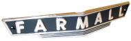 FRONT EMBLEM -FARMALL -PAINTED, CHROME W/ BLACK BACKGROUND, 12-1/8 L X 2-1/8 H --- USA MADE -International Farmall H, HV, M, MV, MD, MDV -Replacement Part #: IH: 49404D