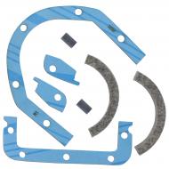 This kit contains 8 pieces. Includes gaskets and felt seals to replace rear main seal.