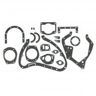 This is an 18-piece kit with the (6) following gaskets and (2) felt seals to replace the rear main seal:
(2) 25093DA Rear oil seal retainer rubber plugs
(2) 46121DA Center retainer gaskets
(1) 46131DB Retainer gasket
(1) 46134DA Rear seal retainer plate gasket
(2) 57613DA Oil seal felts
These are the 10 extra gaskets
(1) 46137D Rear dust seal gasket
(1) 21632D Carburetor to manifold gasket
(1) 45685D Governor housing front gasket
(1) 45981D Water pump base gasket
(1) 46181DB Inner timing gear cover
(1) 46182DA Outer timing cover gasket
(2) 46186D Distributor / Magneto drive housing gaskets
(1) 46700D Crankcase breather tube gasket
(1) 64155D Oil seal felts


BMD		Following British built gas/dsl
M	Gas or LP	
Super M	Gas or LP	
MTA	Gas or LP	
Super MTA	Gas or LP	
MV	Gas or LP	
Super MV	Gas or LP	
O6	Gas or LP	
OS6	Gas or LP	
T6	Gas or LP	
Super W6	Gas or LP	
Super W6TA	Gas or LP	
W6	Gas or LP	
400	Gas or LP	
W400	Gas or LP	
450	Gas or LP	
B-450		Following British built gas/dsl
W450