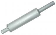MUFFLER (VERTICAL ROUND BODY) --- INLET LENGTH 2 3/4 --- INLET I.D. 1 3/8 --- SHELL LENGTH 12 1/2 --- SHELL DIAMETER 3 1/4 --- OUTLET LENGTH 6 3/4 OVERALL --- OUTLET O.D. 1 1/2 --- OVERALL LENGTH 22 --- International Applications: FARMALL CUB (STANDARD NOT LOBOY) --- Replacement Part #: IH: 351436R92 (restoration quality)