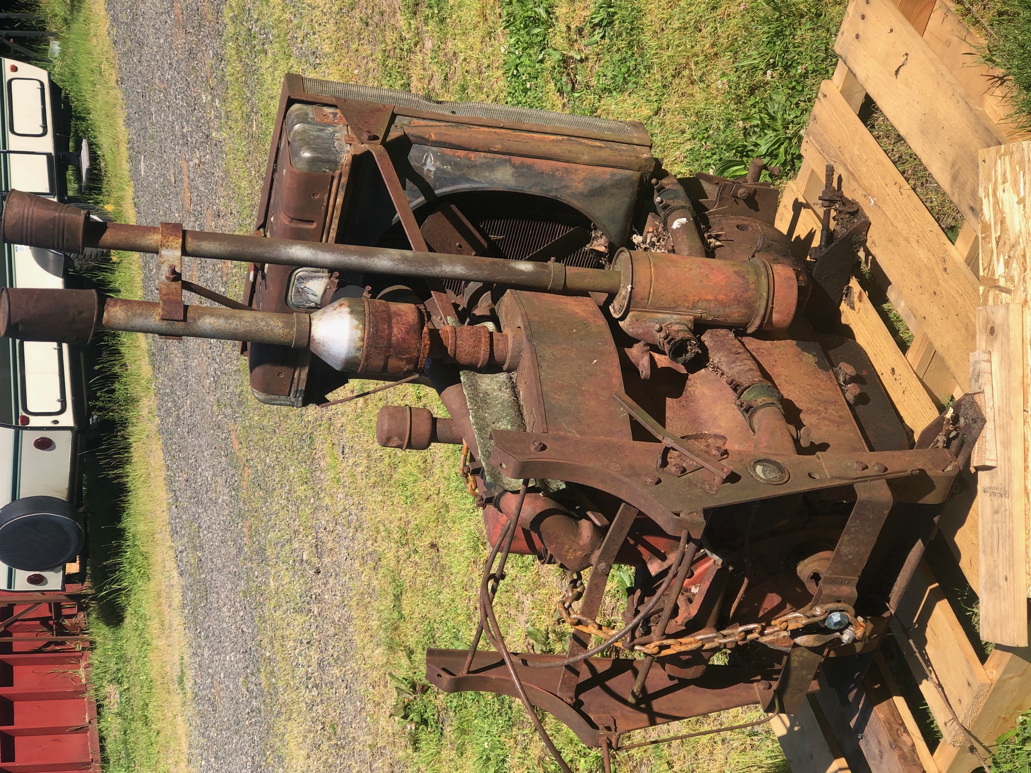 Engine Farmall A, C113 stationary belt drive engine. Radiator - guard